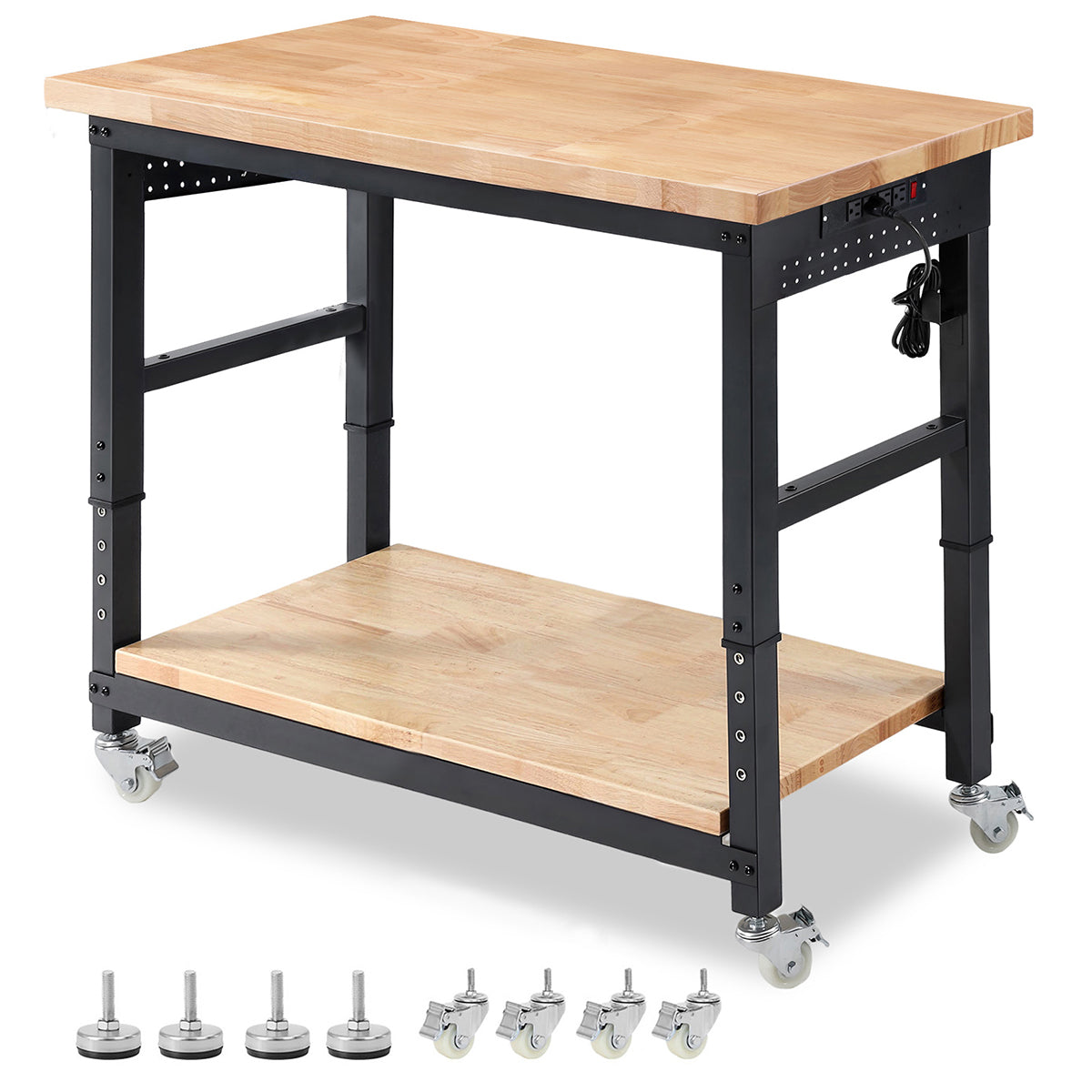 WB0205 48-in Workbench, 2 Tier Pegboards Outlets - Enjoywood