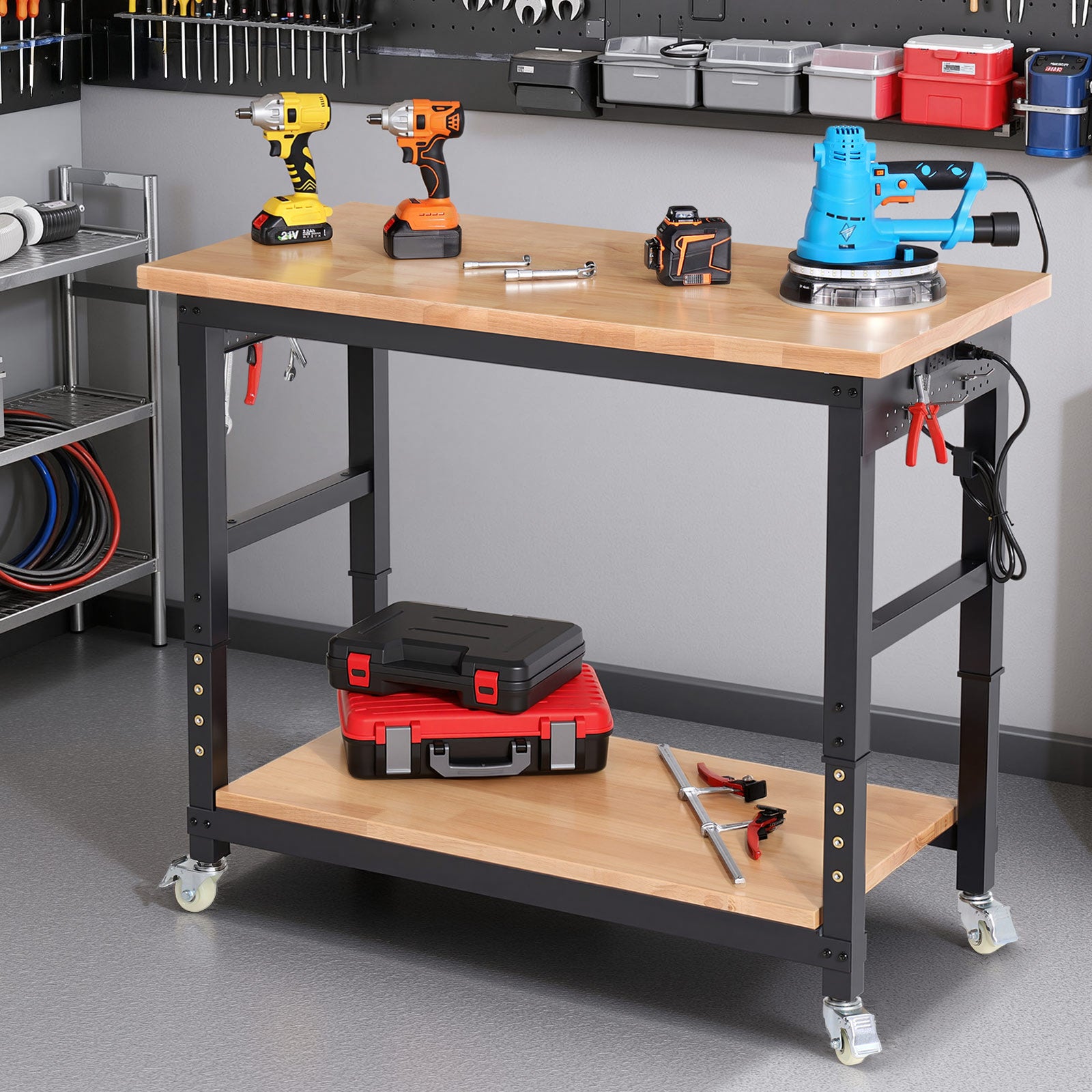 wb0205-workbench-48-in-adjustable-height-with-storage-shelf-garbage-use