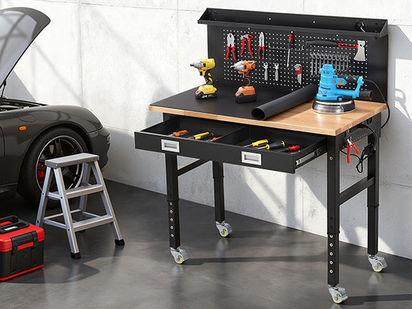wb0302-plus-workbench-48-table-with-pegboards-drawer-outlets-led-versatile-applications-garage