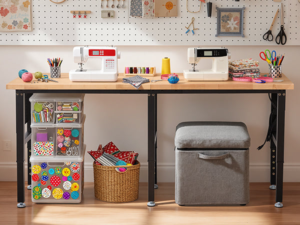 wb3002-workbench-84-in-heavy-duty-table-side-pegboards-with-outlets-versatile-applications-craft-room-table