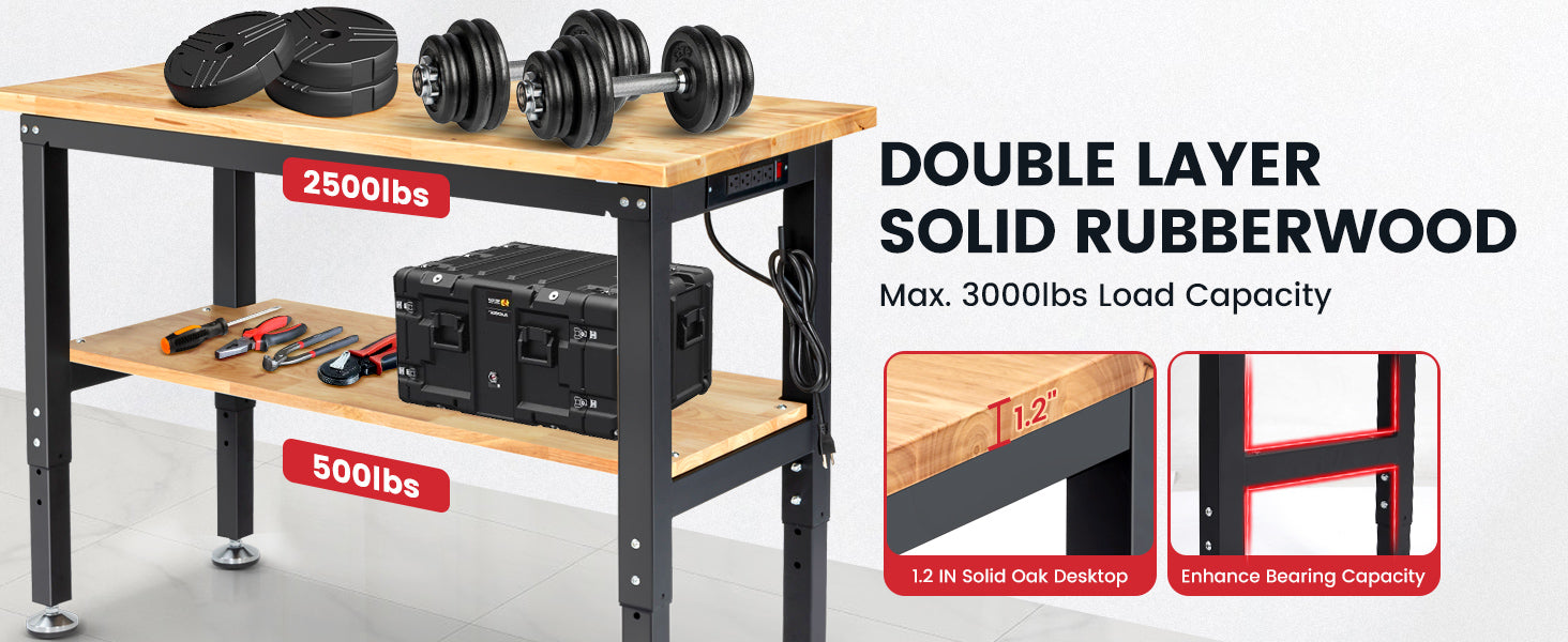 wb0101-plus-workbench-48-in-table-2-tier-with-pegboard-outlets-double-layer-solid-rubberwood