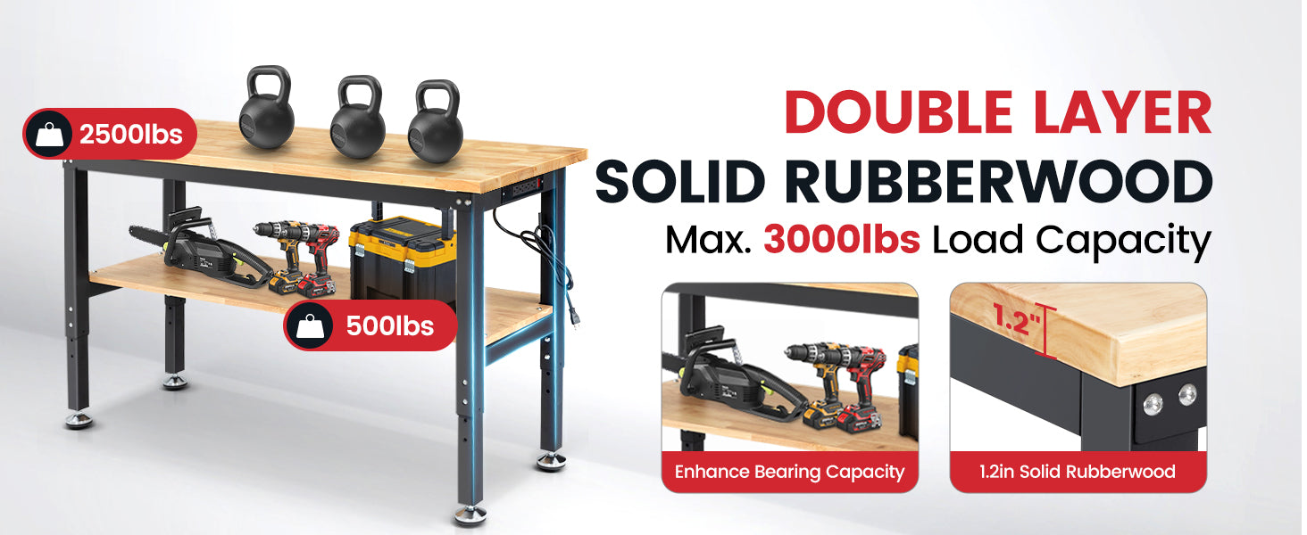 wb0102-plus-workbench-60-in-table-2-tier-with-pegboard-outlets-double-layer-rubberwood