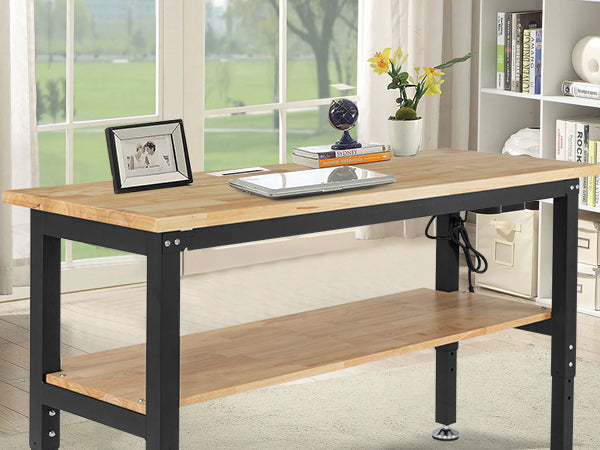 wb0102-plus-workbench-60-in-table-2-tier-with-pegboard-outlets-study-room