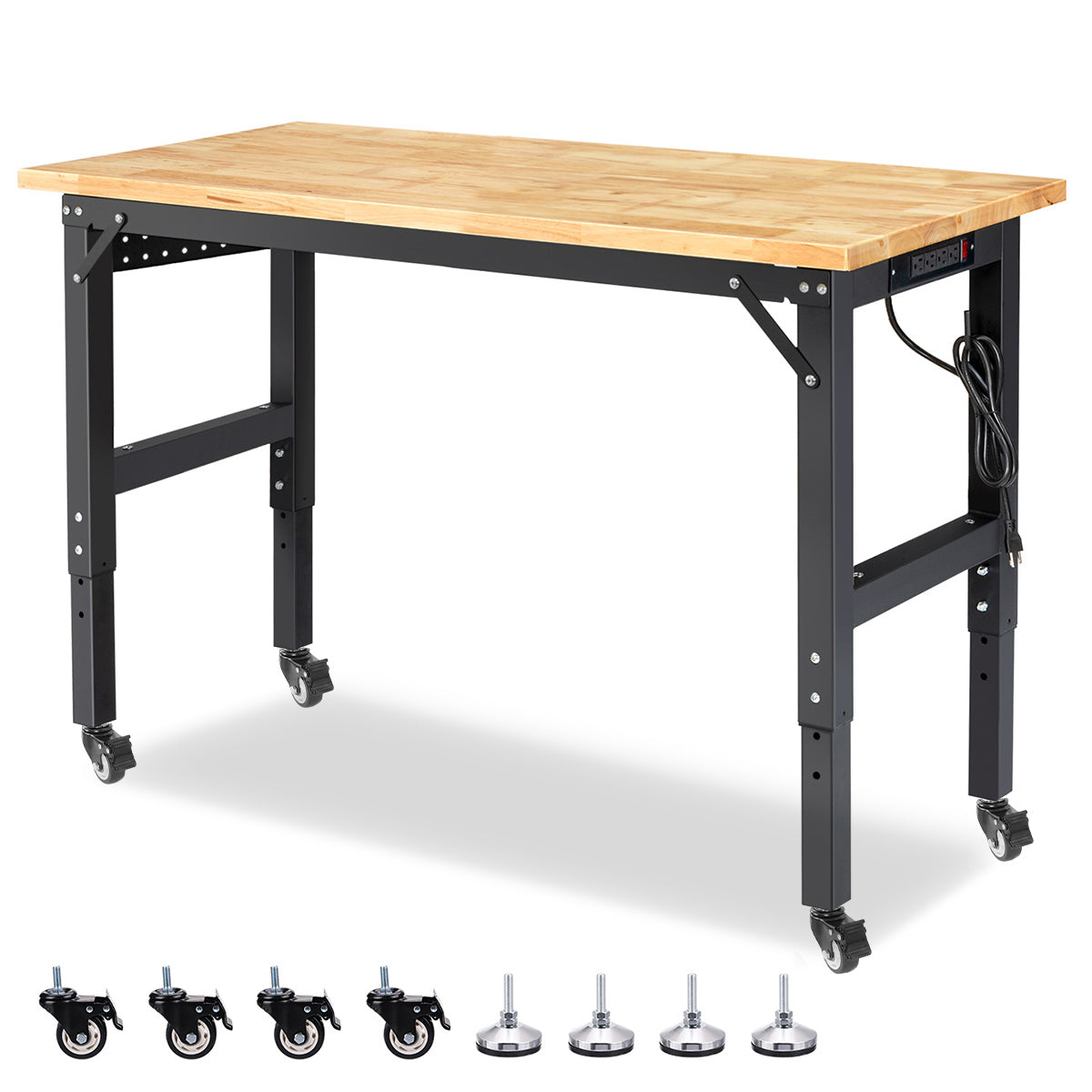 wb0203-workbench-60-in-table-adjustable-height-with-wheels-front-view