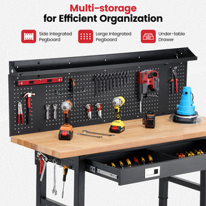 wb0301-plus-workbench-60-in-table-with-large-pegboard-drawer-storage-efficient-organization