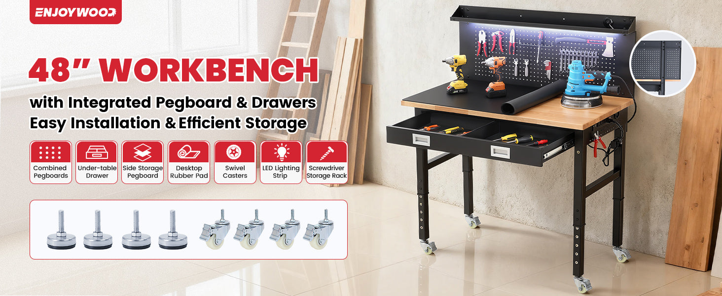 wb0302-plus-workbench-48-table-with-pegboards-drawer-outlets-led-banner